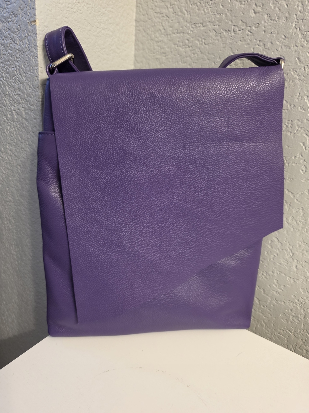 Modern Purple Asymmetrical Flap Crossbody Bag
